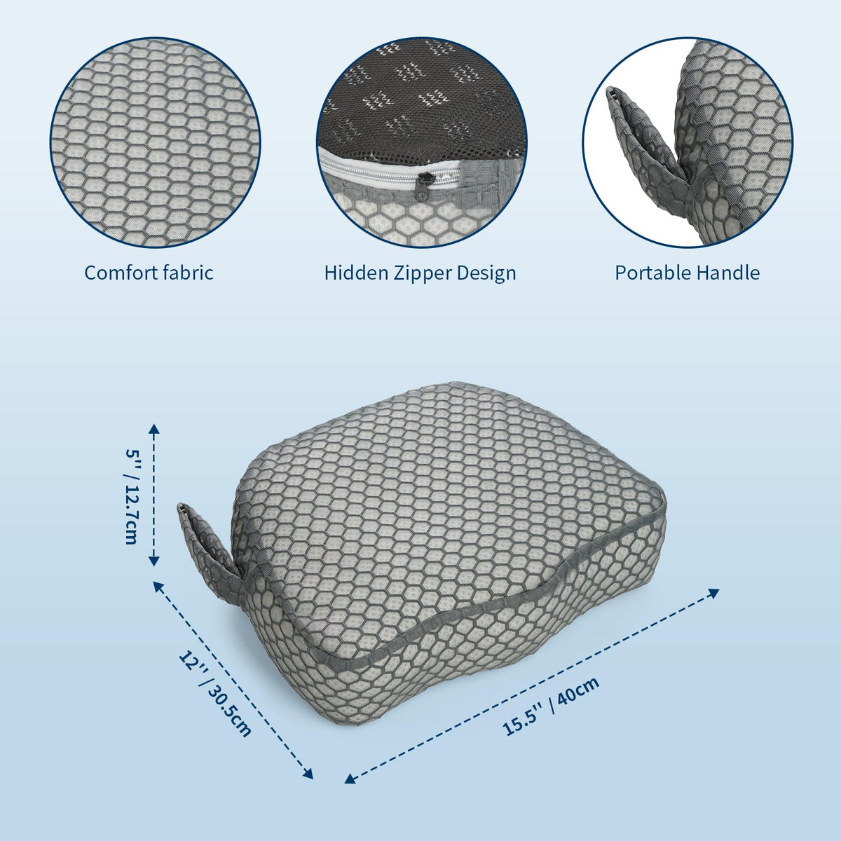 Samplife booster seat demonstrates five-inch lift for higher seating and hair out of water.