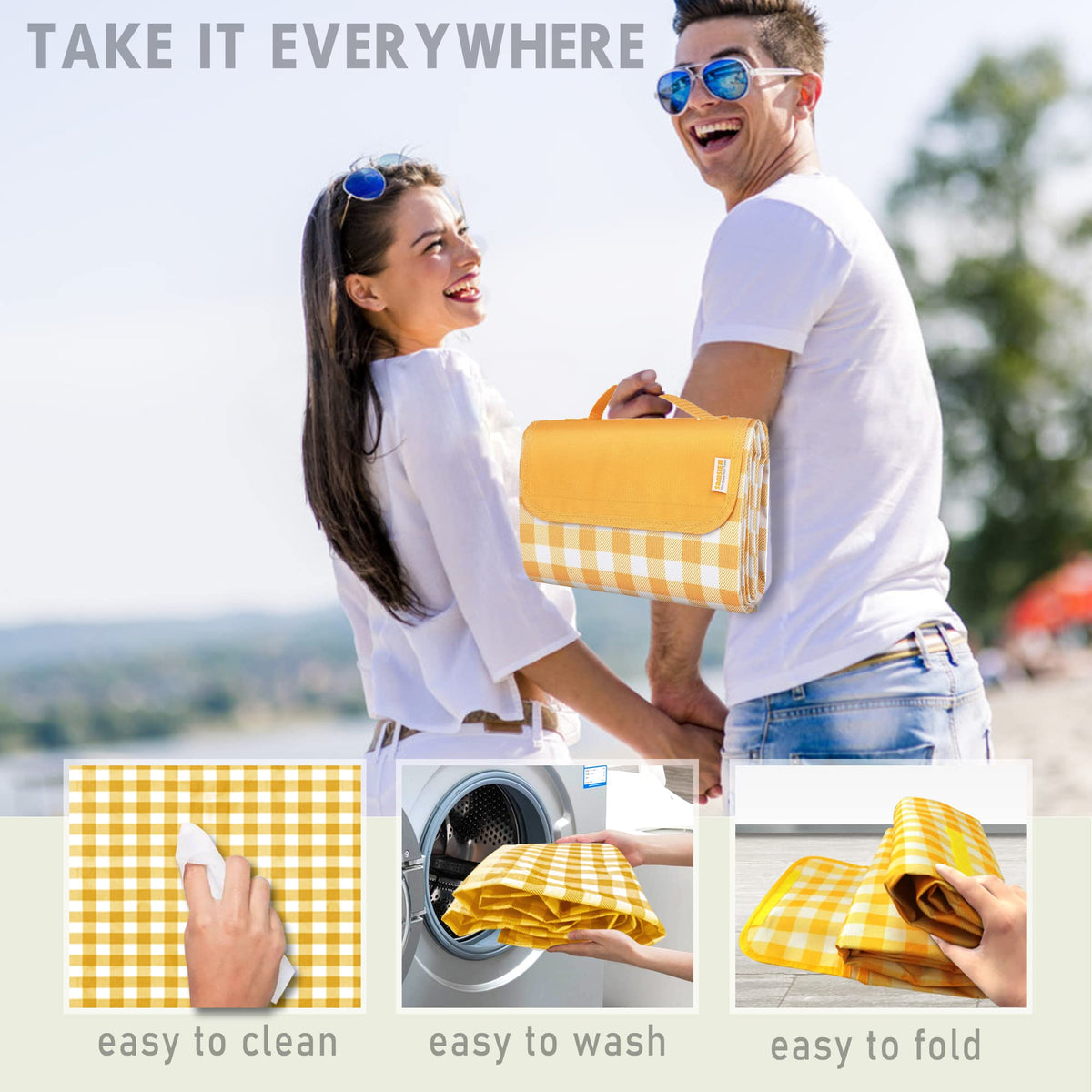 Sandproof underside helps keep dirt at bay on the beach.