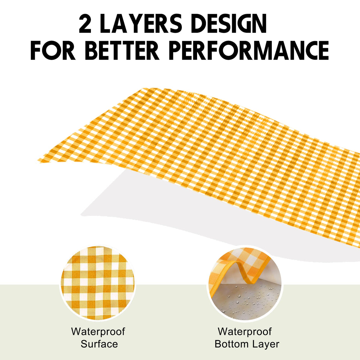 Gingham yellow lattice pattern adds a stylish outdoor vibe.