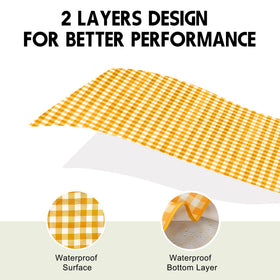 Gingham yellow lattice pattern adds a stylish outdoor vibe.