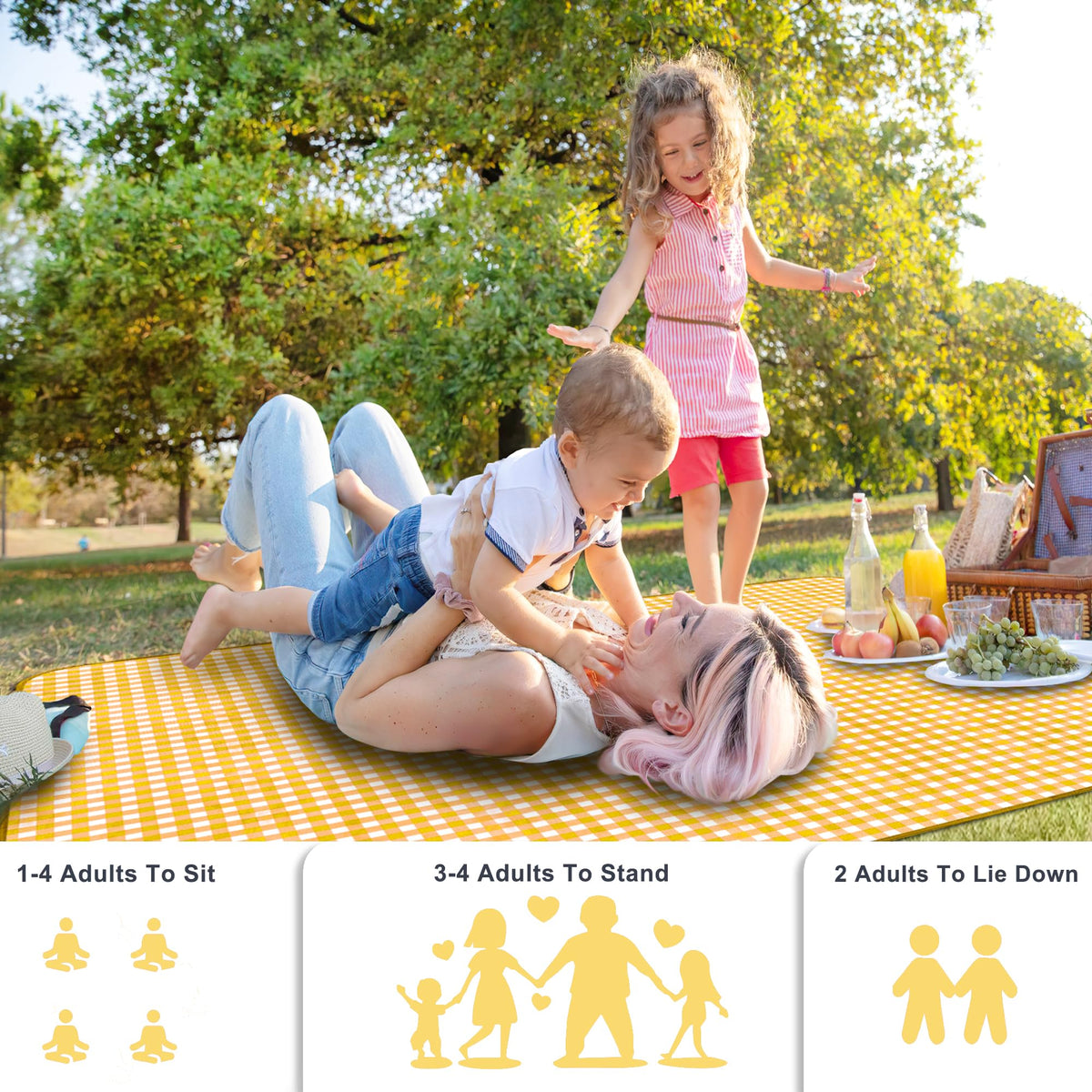 Folded blanket with carry handle demonstrates easy portability.