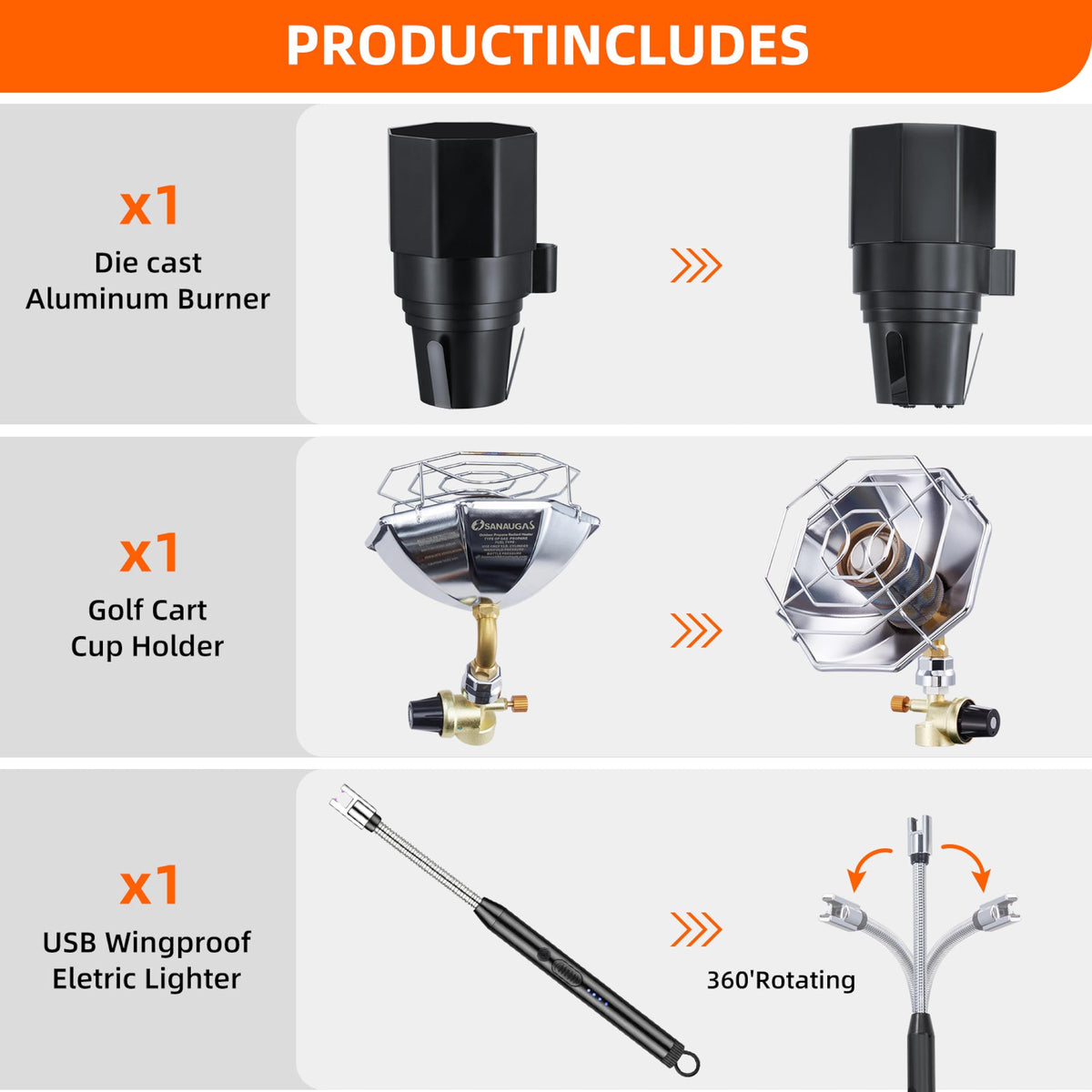 Sanaugas propane cylinder compatible heater ready for standard cylinders.