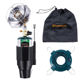Sanaugas heater shown during tailgating with portable warmth.