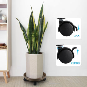 Indoor and outdoor use shown for heavy plants and planters.