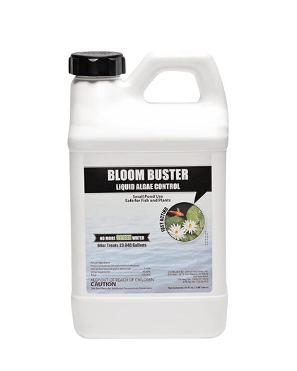 Sanco Bloom Buster bottle pouring for rapid pond algae treatment