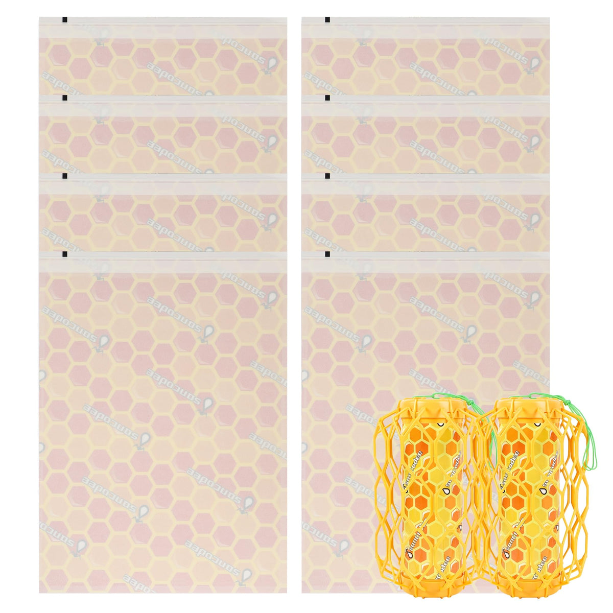 Sancodee wasp trap refill outdoor use attracting flying insects near a garden space.