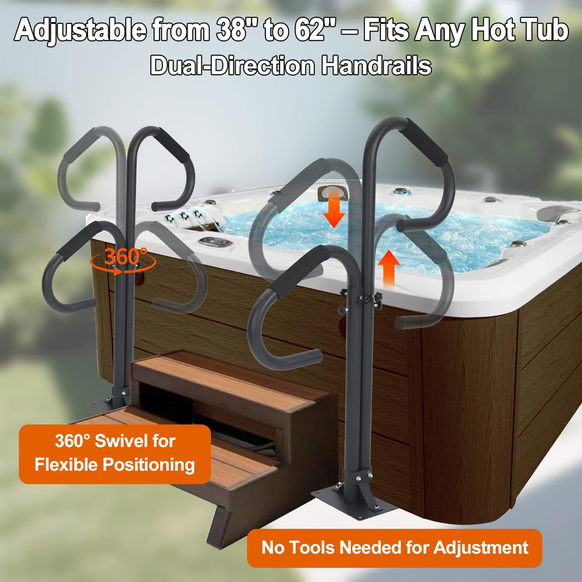 Rustproof carbon steel frame designed for both indoor and outdoor spa areas.