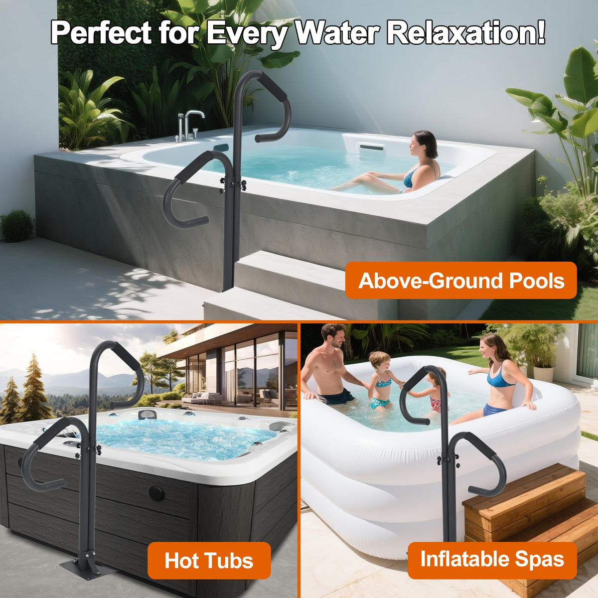 Two-way design supports safe entry and exit from the spa.