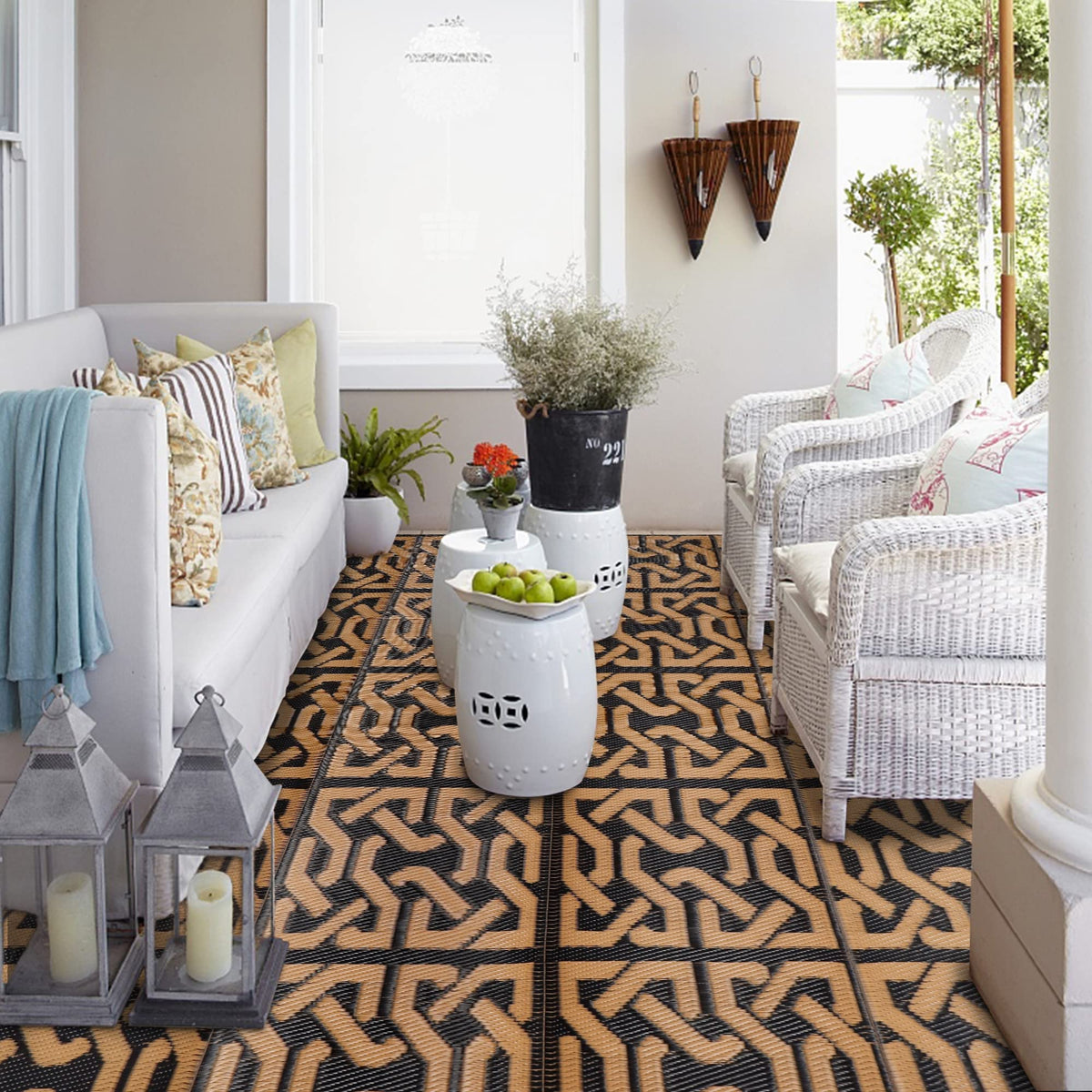 SAND MINE 5x8 rug ideal for patio gatherings.