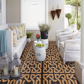 SAND MINE 5x8 rug ideal for patio gatherings.