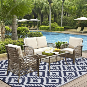 SAND MINE 6x9 rug laid out for outdoor entertaining