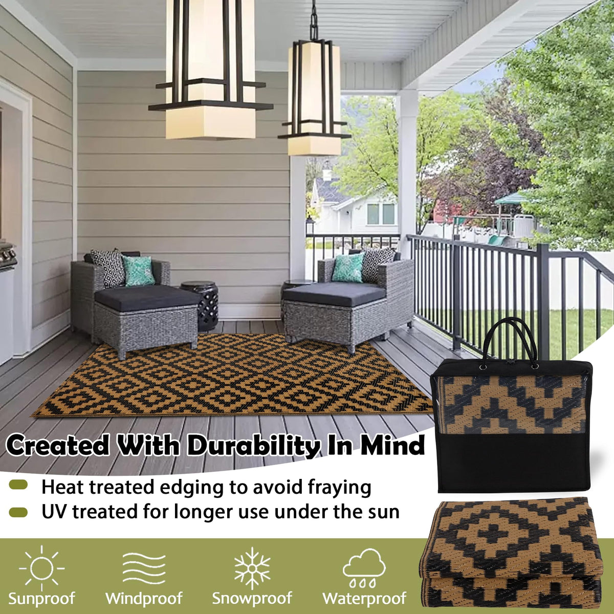 SAND MINE lightweight foldable rug, travel-ready for beach days and camping.