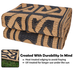 SAND MINE modern area rug in black and brown for deck.