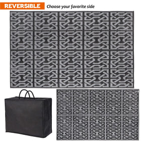 SAND MINE modern area rug in black and grey for decks or patios.
