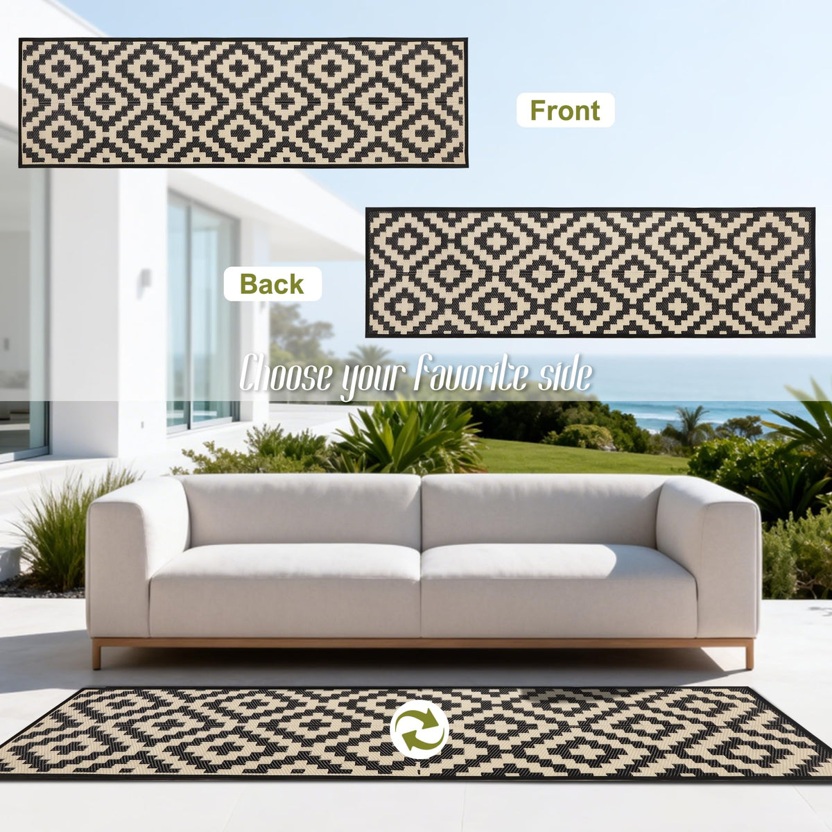 SAND MINE modern area rug – dark beige lattice pattern for decks and patios