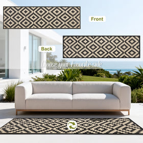 SAND MINE modern area rug – dark beige lattice pattern for decks and patios