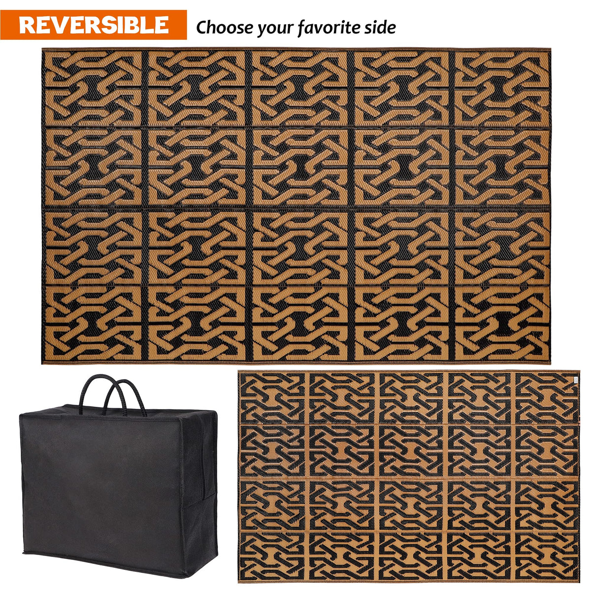 SAND MINE outdoor rug, portable and foldable for storage.