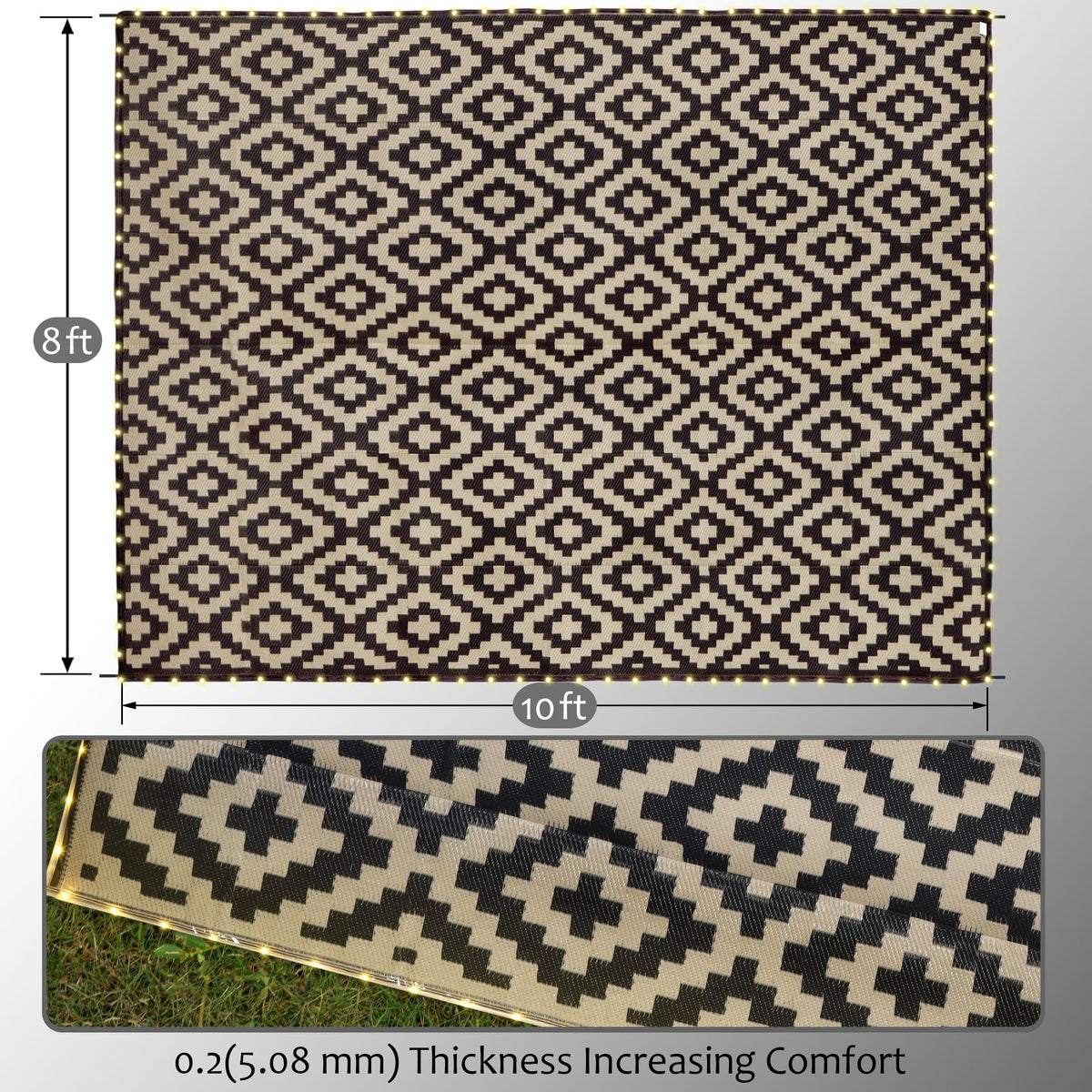 SAND MINE plastic straw rug suited for camping trips and picnics, easy to wipe