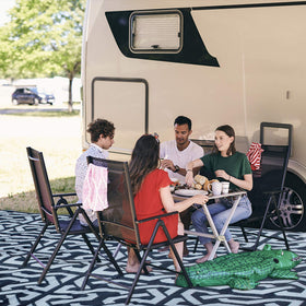 SAND MINE plastic straw rug ideal for deck, patio, or beach.