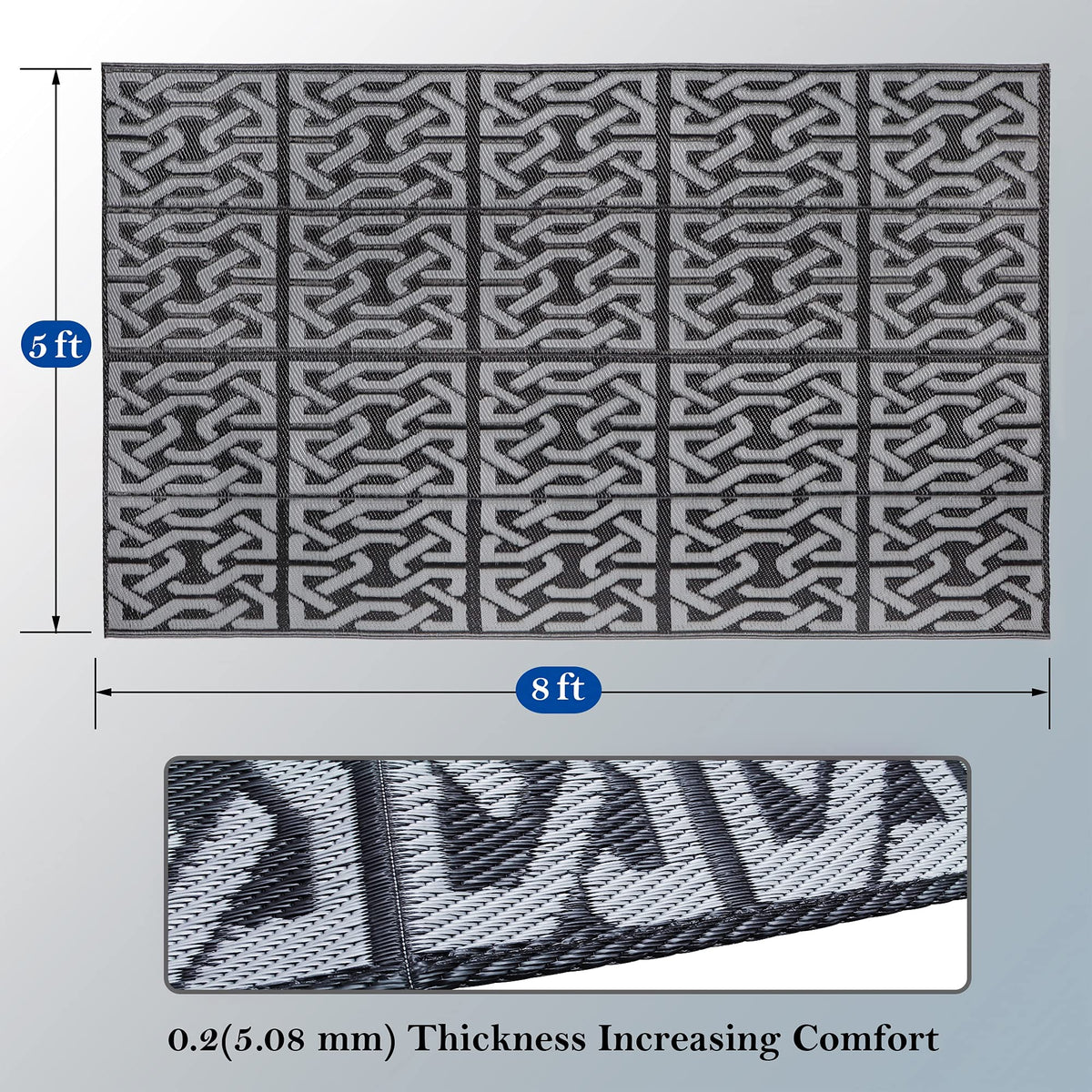 SAND MINE plastic straw rug outdoors, durable and easy to clean.