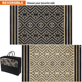 SAND MINE plastic straw rug offers weatherproof color for porch areas