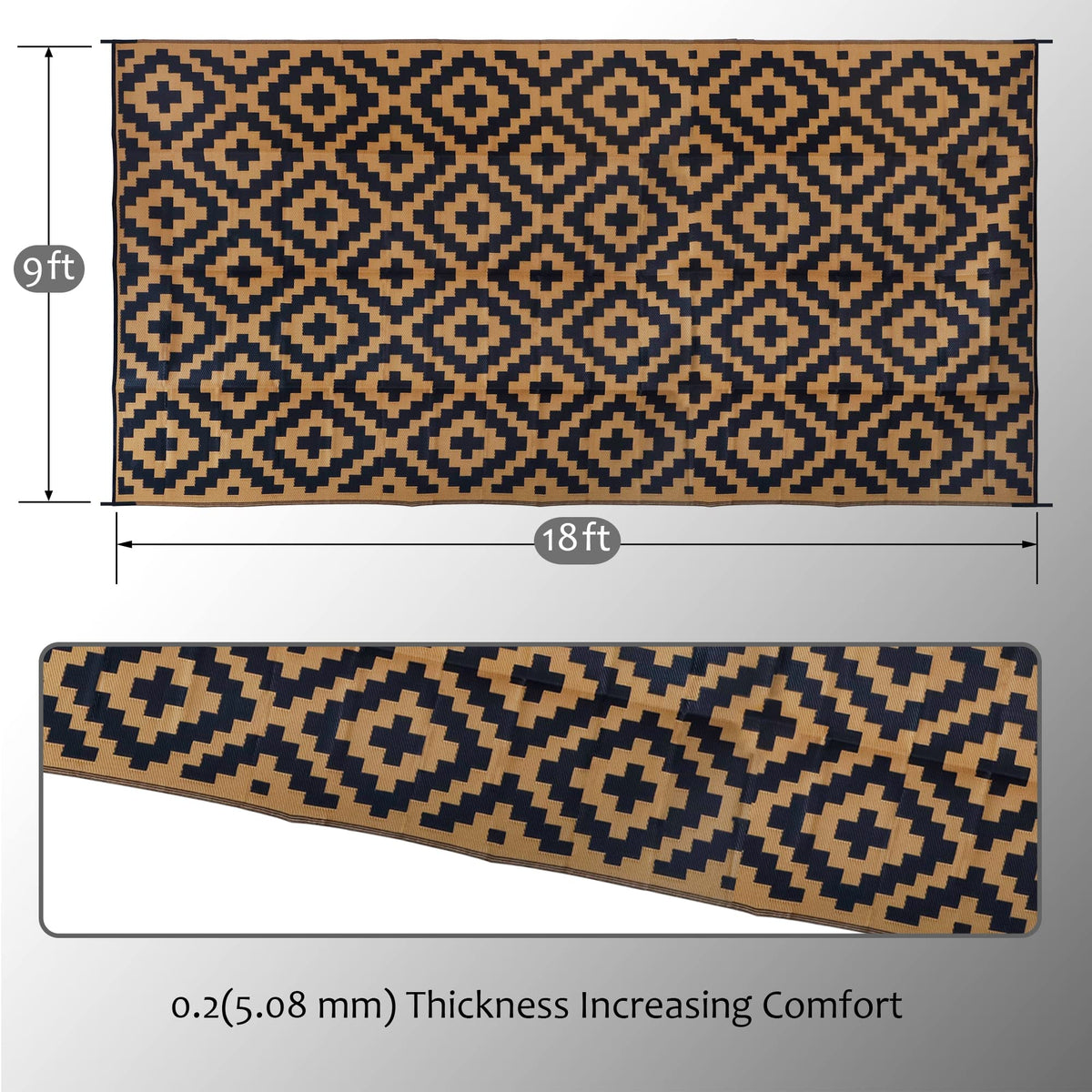 SAND MINE plastic straw rug for deck, quick to clean and grass-friendly.