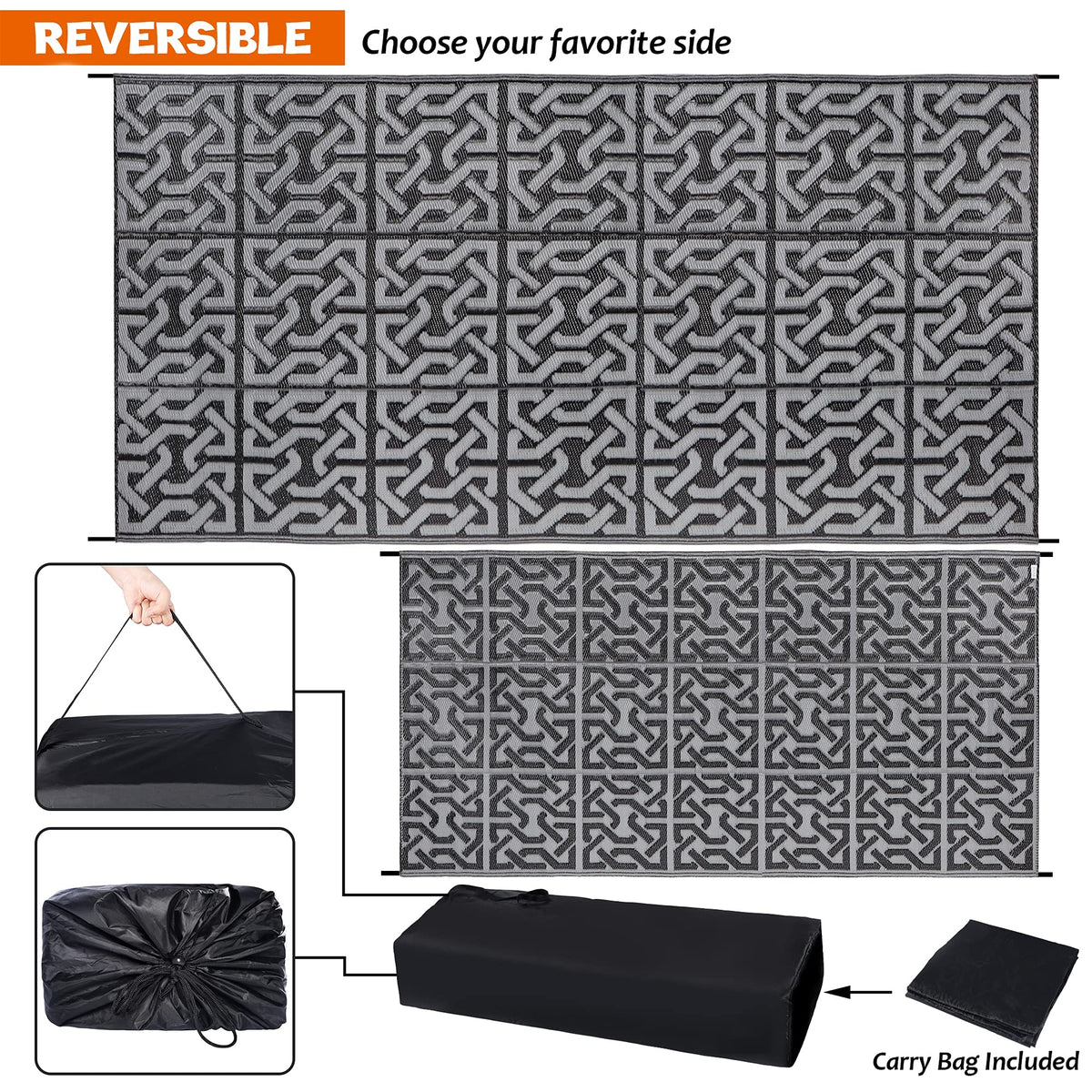 SAND MINE reversible mats with carrying bag for convenient travel.