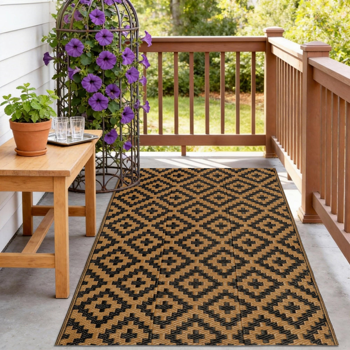 SAND MINE reversible mats 3x5 outdoor rug, durable for decks and patios.