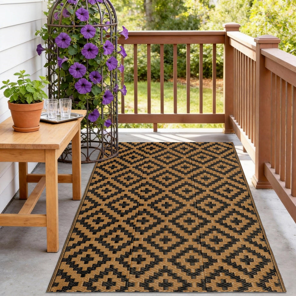 SAND MINE reversible mats 3x5 outdoor rug, durable for decks and patios.