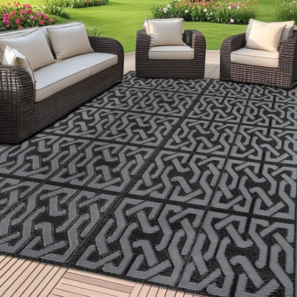 SAND MINE reversible mats on a patio showing versatile outdoor style.