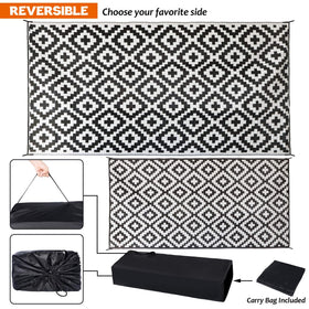 SAND MINE reversible outdoor rug 9x18 suitable for patios and decks.
