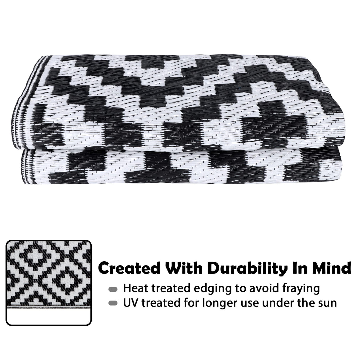 SAND MINE outdoor rug at RV campsite for versatile outdoor living