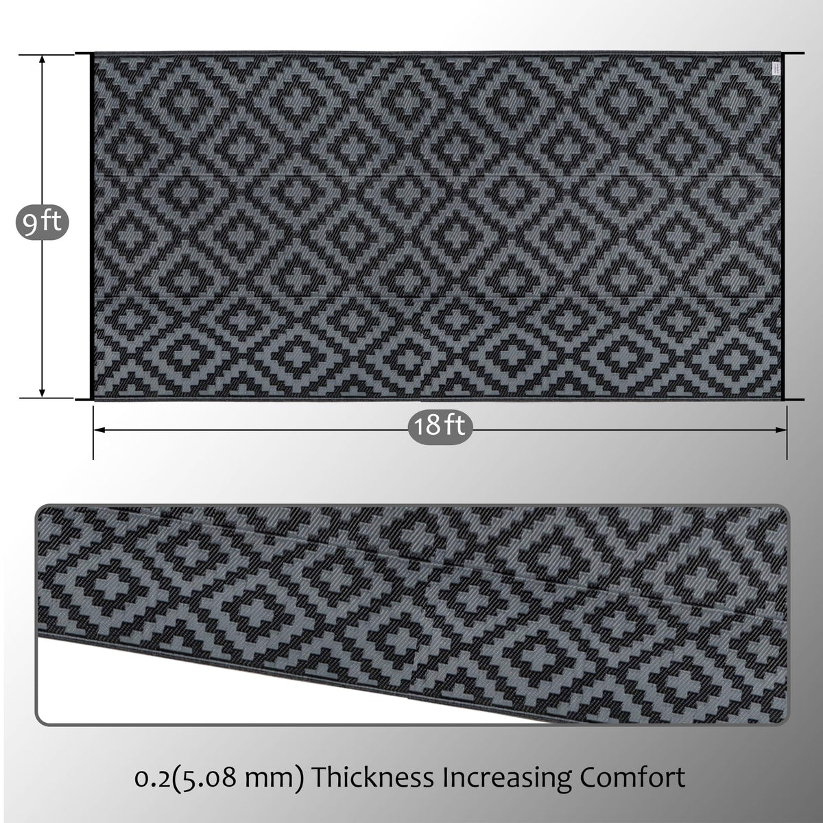 SAND MINE UV-stabilized outdoor rug protects color in sun.