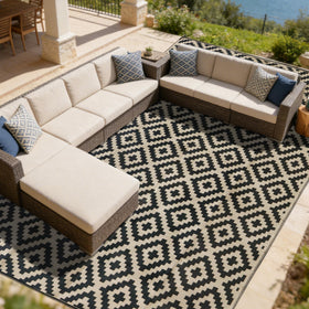 SAND MINE waterproof outdoor rug 10x20 setup offers durable ground cover for patios.