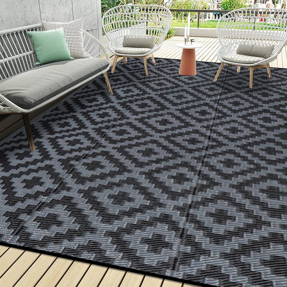 SAND MINE waterproof outdoor rug front view for expansive patio coverage.