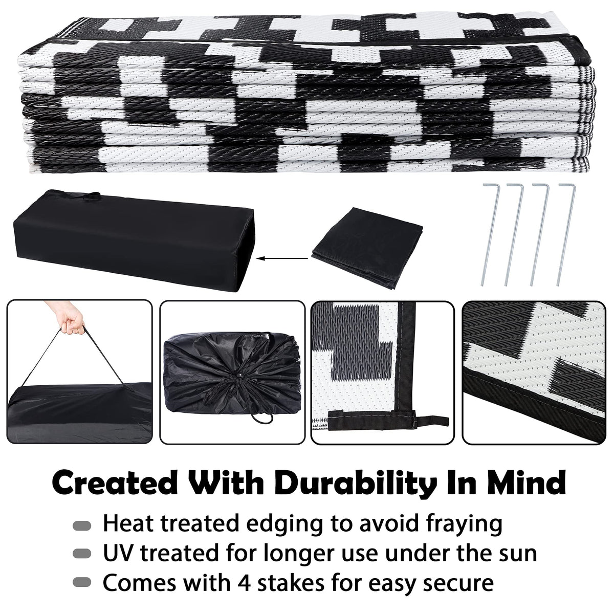 SAND MINE waterproof outdoor rug ideal for beach and camping trips.