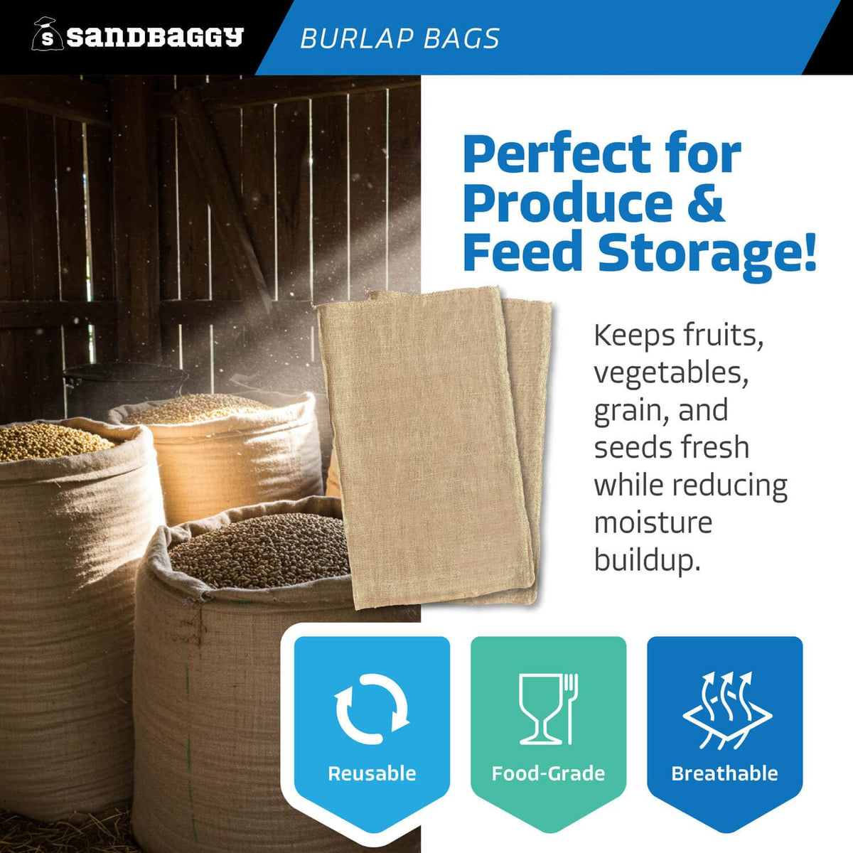 Sandbaggy biodegradable burlap bags are eco-friendly and compostable.
