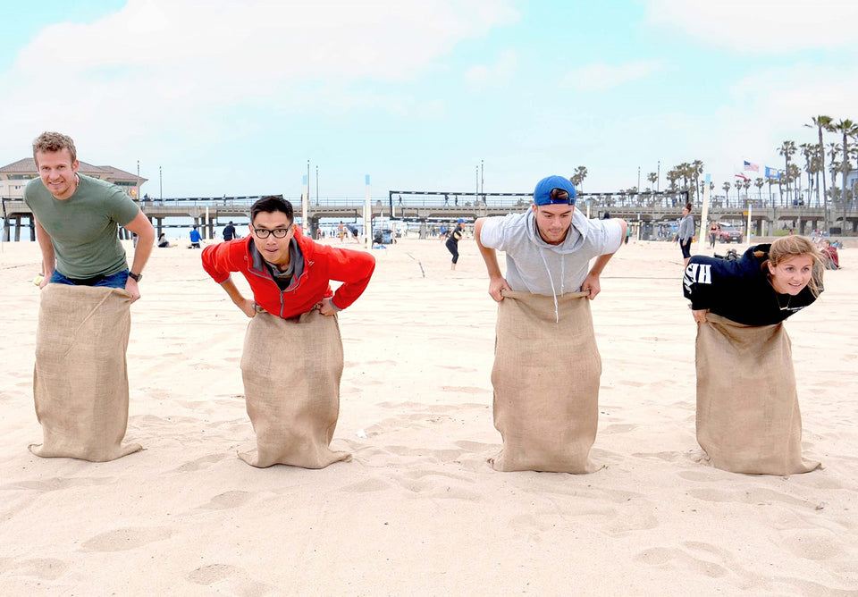 Sandbaggy large burlap bags 24x40 open for field day use, durable and reusable.