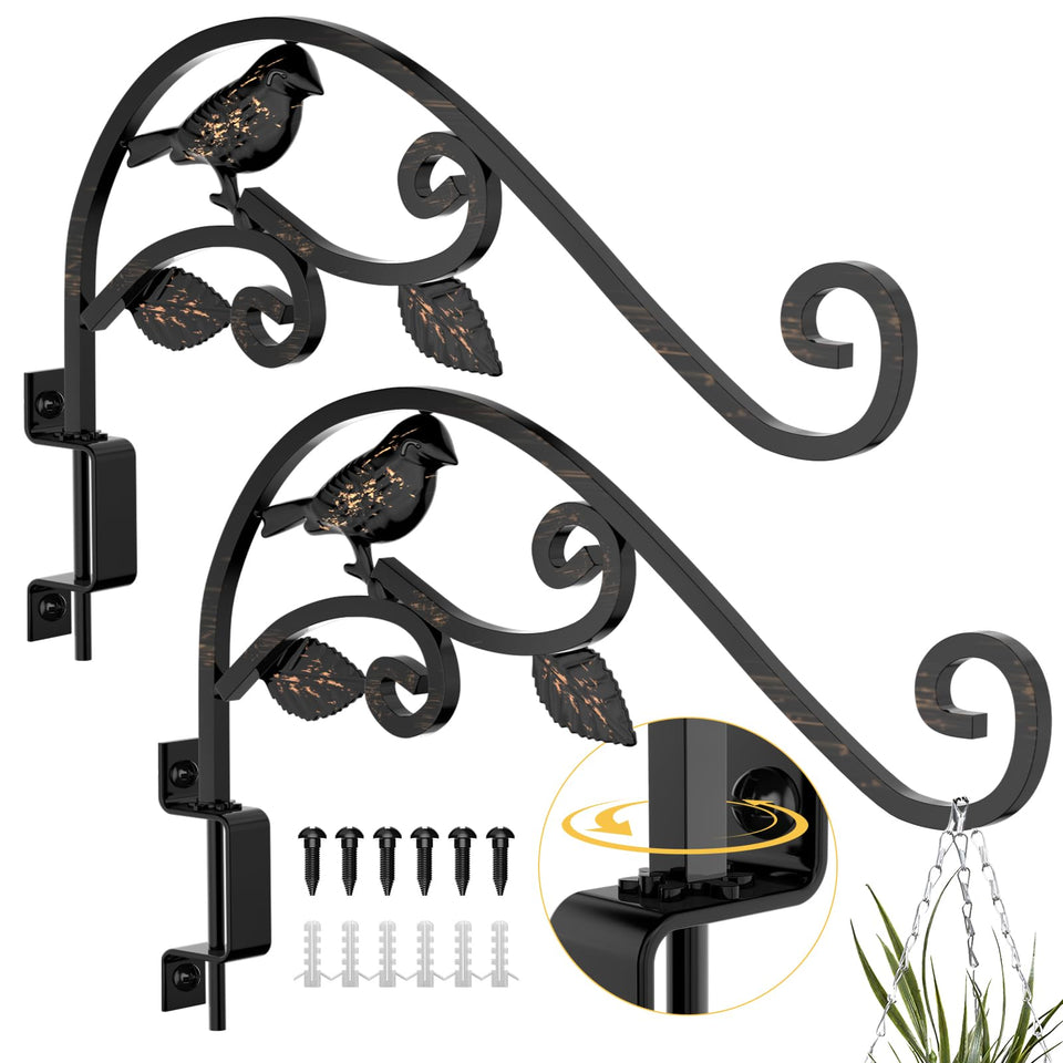 Sanduby 2-pack outdoor swivel plant hangers with sturdy wrought iron