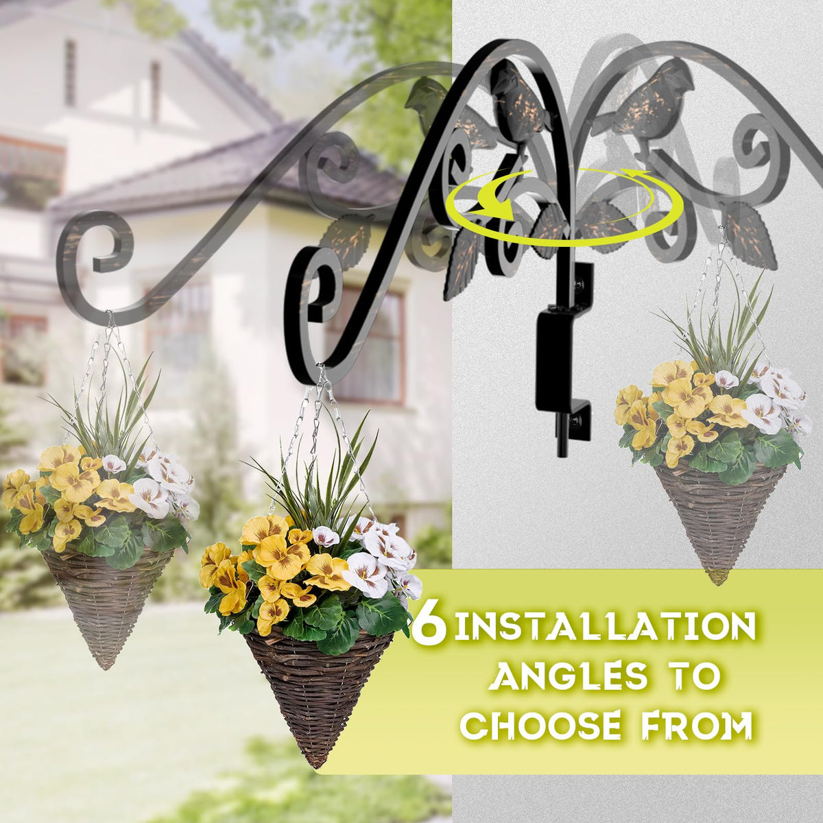 Sanduby heavy-duty wrought-iron plant hanger with anti-rust coating