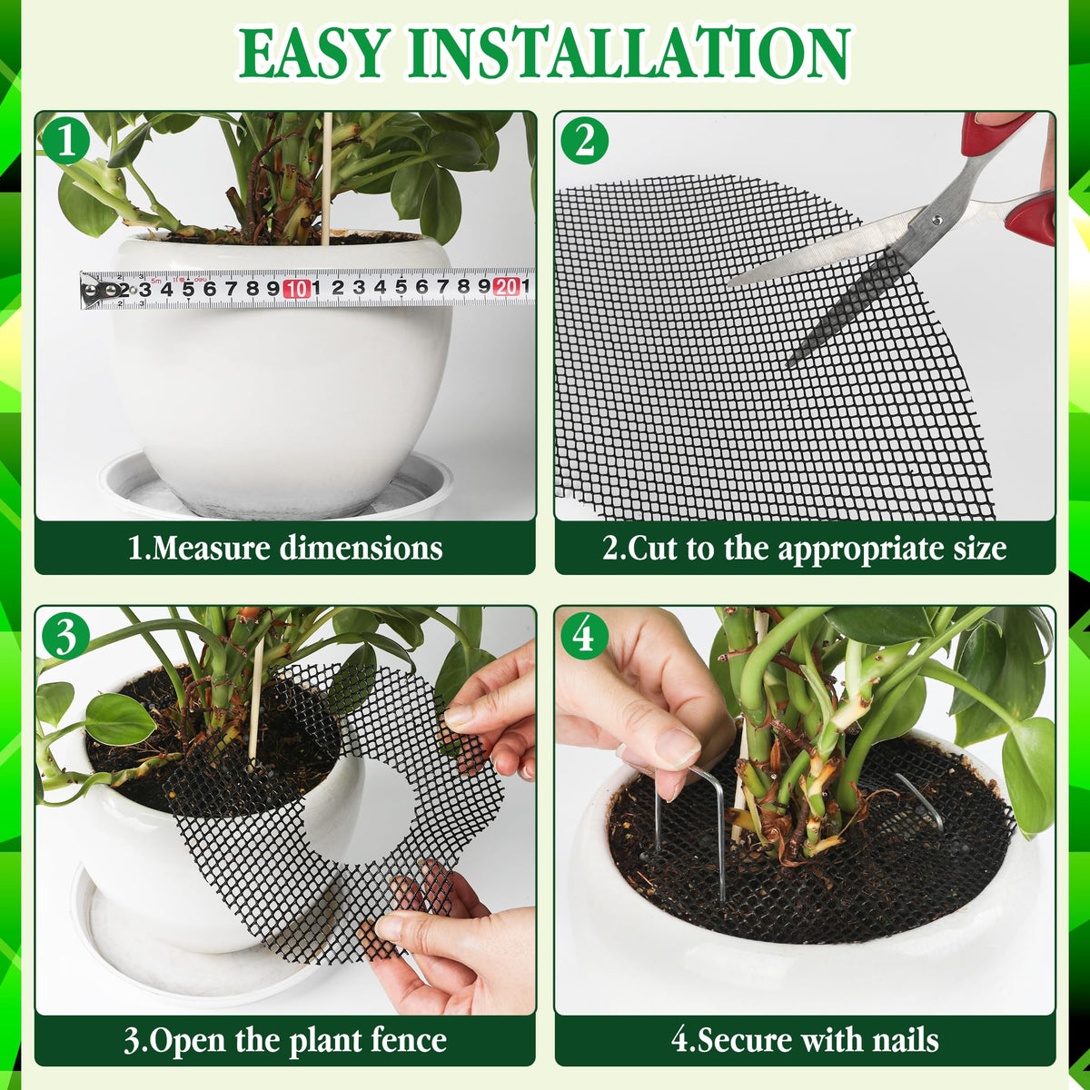 Sandure plant pot grid cut-to-size feature adapts to different pot shapes
