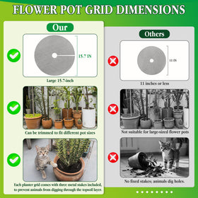 Sandure plant pot grid in use with stakes securing pots for stable placement