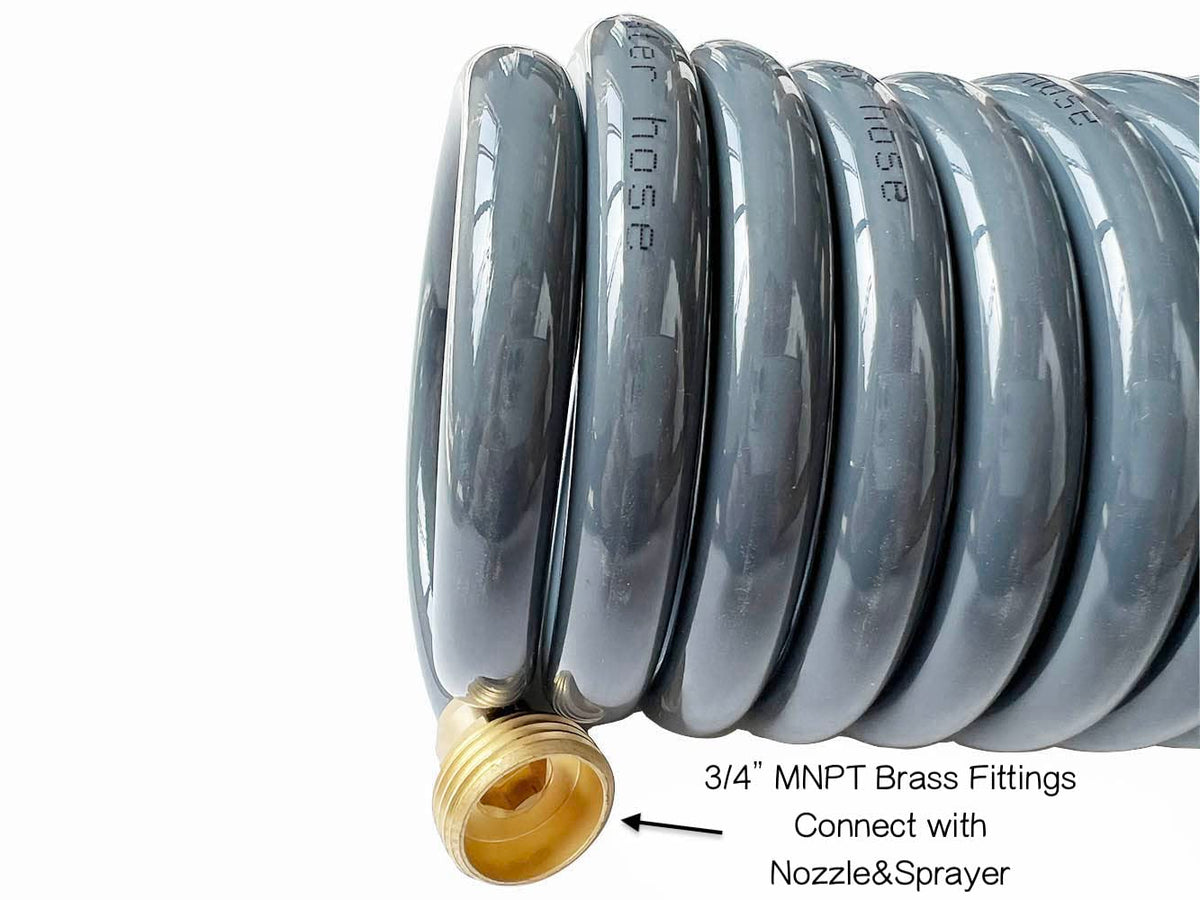 SANFU PU Recoil Hose with brass fittings ensures durable outdoor connections.