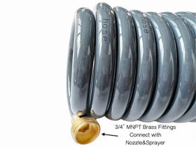 SANFU PU Recoil Hose with brass fittings ensures durable outdoor connections.