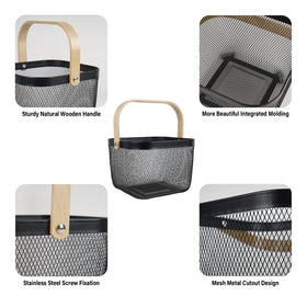 SANHSEHOME alloy steel basket with breathable design for fresh produce transport.