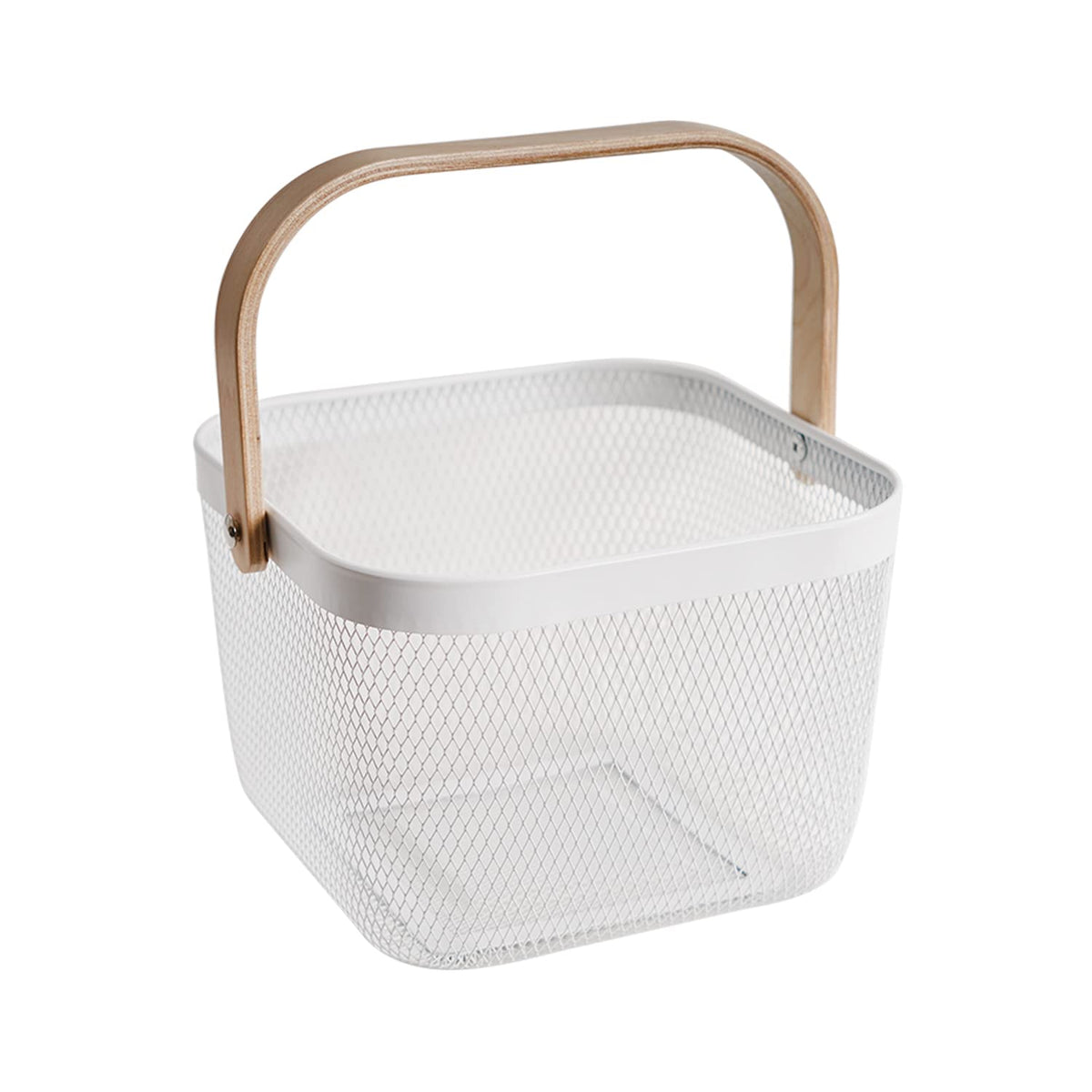 SANHSEHOME metal mesh harvest basket in white for garden gathering and easy portability
