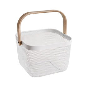 SANHSEHOME metal mesh harvest basket in white for garden gathering and easy portability