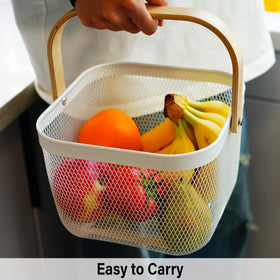 SANHSEHOME basket with wood handles on both sides for easy carrying