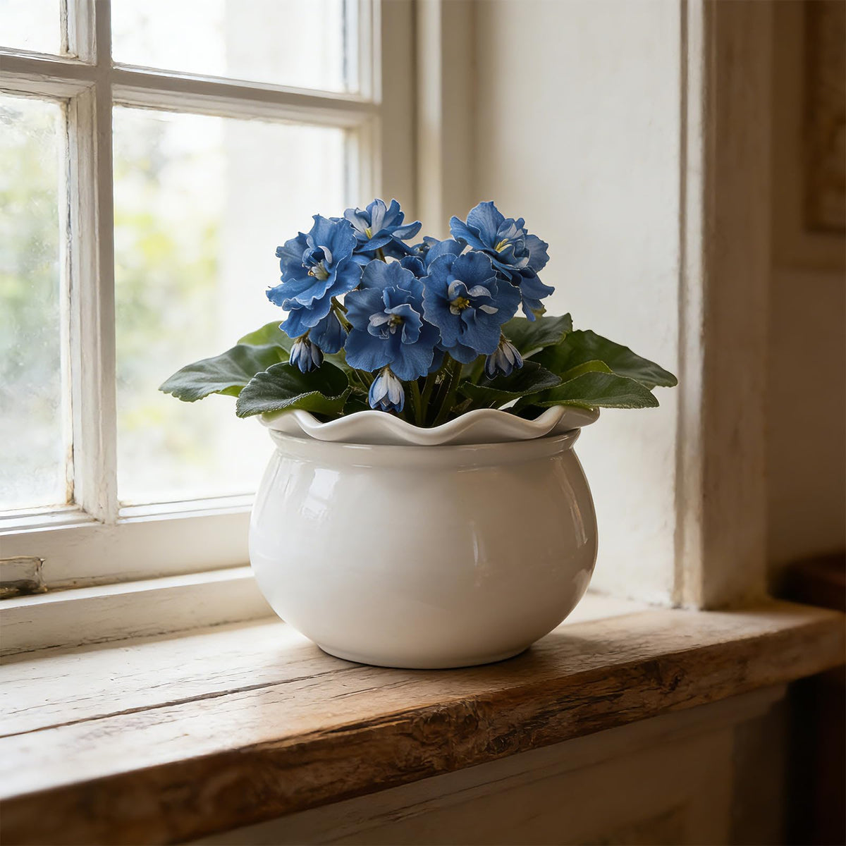 Sanmudecor white ceramic 7-inch planter with glossy finish.
