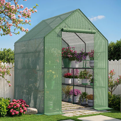 Sannwsg greenhouse exterior view showcasing durable portable design for outdoor use.